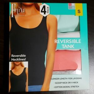 4 Pack Felina, Ladies Reversible Tank, Converts to V-Neck or Scoop Neck.
